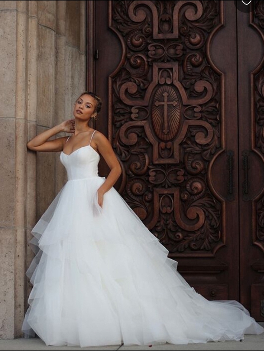 Martina Liana 1465 White Layered Tulle Ball Gown Wedding Dress Size 12 Nwot